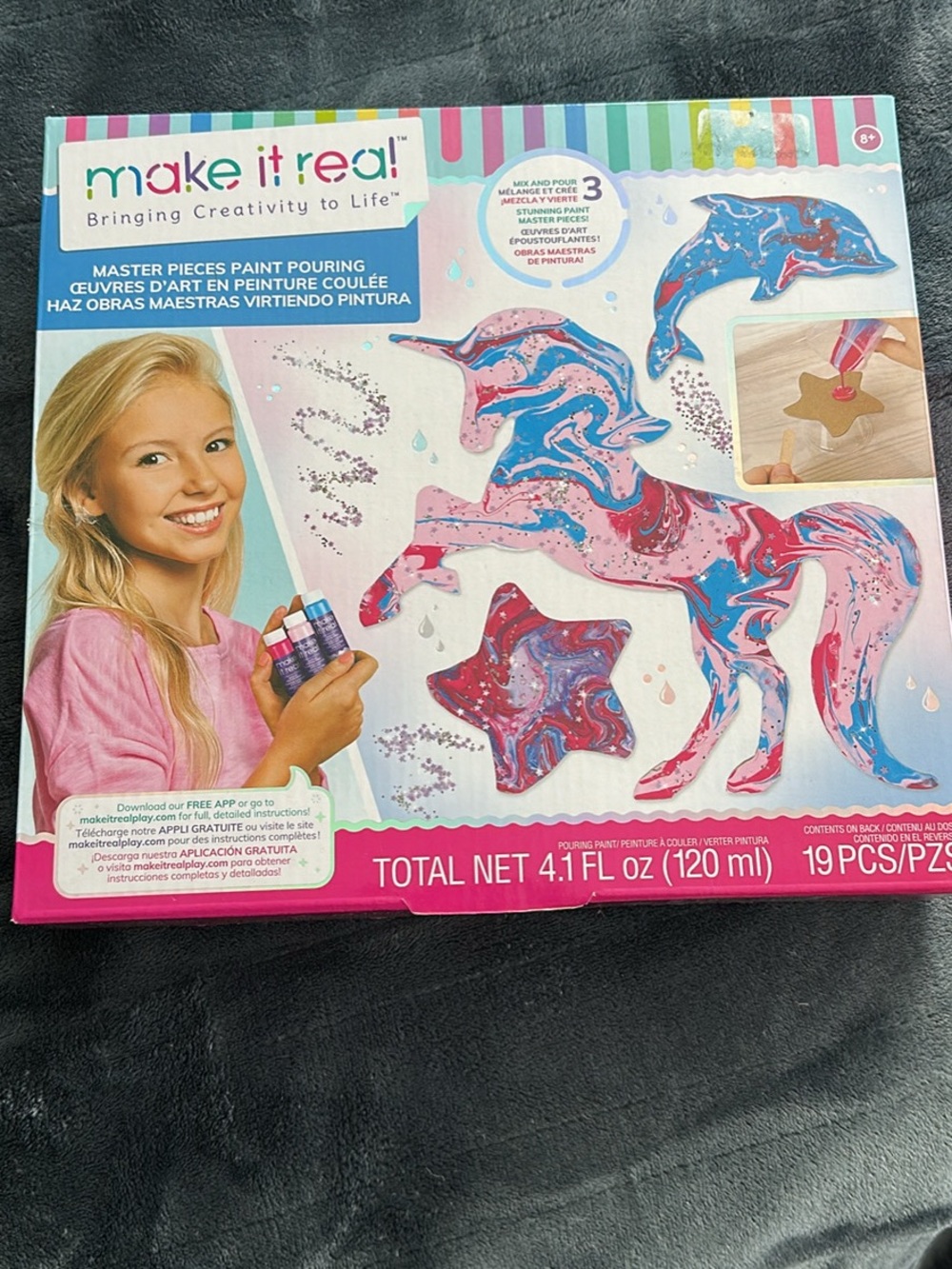 Kids Paint Pouring Set - Pink, Blue, Purple